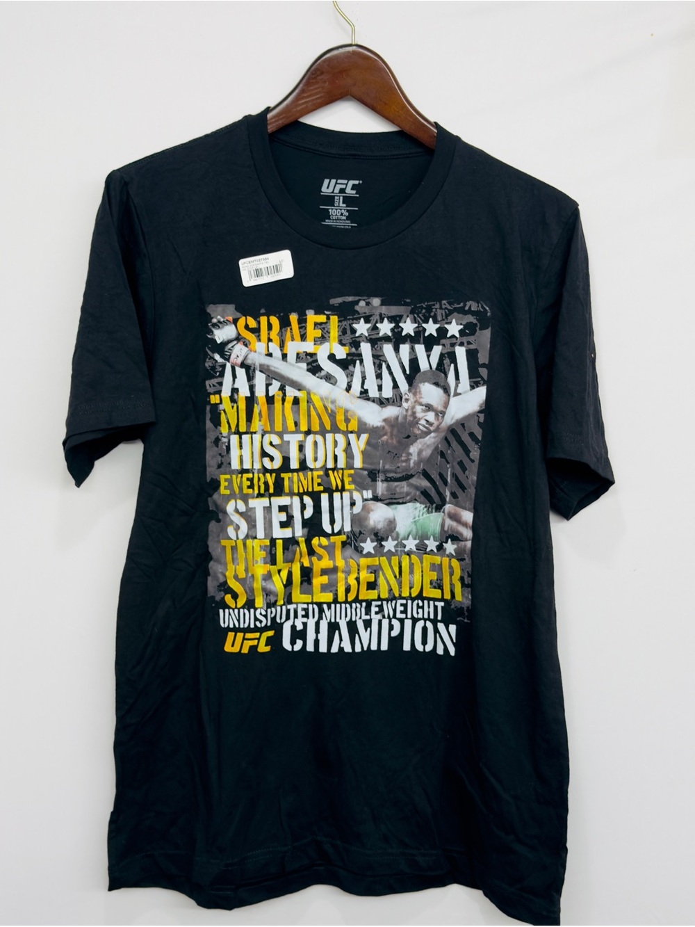 NWT Israel Adesanya UFC Champion T-Shirt Men’s Large Black MMA Fighter